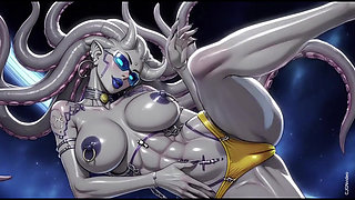 My Alien girlfriend topless in space (Ai animation)