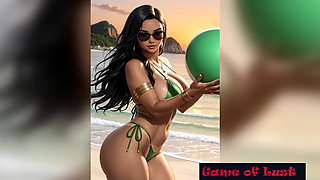 Gol Hot Desi Women Hot Bikini Beach Animation