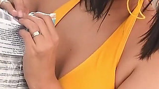 Play and Tease Yellow Beachball at Pool Party - Bunny Looner