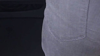 Amateur MILF Teases Perfect Ass in Super Tight Jeans and Panties Line