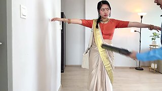 Lovely Sexy Plump-assed Desi Villainess Cuffs the Cop & Takes Advantage Of His Boner