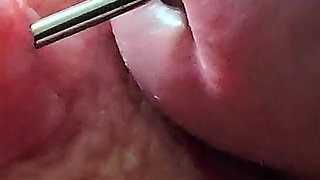Cock Sounding by My Long Nipple Piercing This Was My First Inserting Dick