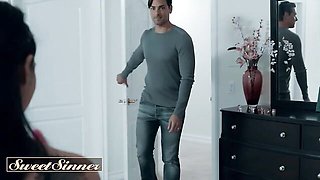 Gina Valentina gets caught using her boss wife's vibrator and then rides him