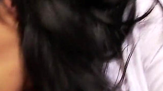 Horny stud shoves his hard tool into brunette's mouth