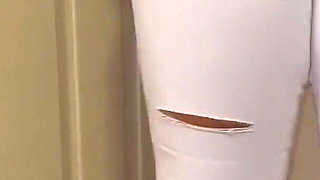 Bending Over Pissing My Self in White Jeans