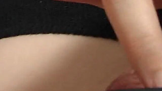 Pegging Orgasm After Femdom Touching Balls in Flat Chastity