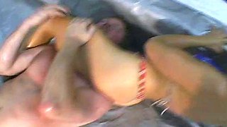 Mixed oil wrestling in bikini