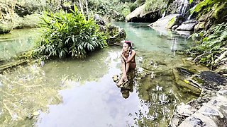 Monika Fox In Pink Bikini And Naked At Waterfall And Cave