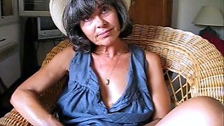 nerd skinny granny Beatrice learning to suck a cock