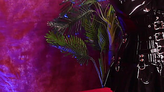 Latex Rubber Diva Masturbates in Black Shiny Catsuit with Dildo and Magic Wand Till Squirt!