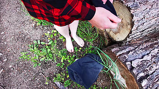 Naked Pussy Spanking in the Woods