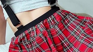 Schoolgirl stretching her tight asshole for daddy