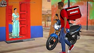 Unsatisfied Desi Bhabhi Takes Huge Black Cock from African Pizza Boy – Hot Hindi Sex Video