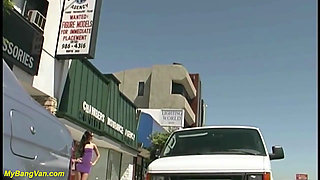 Skinny MILF picked up from street for a bangvan ride