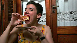 Croissant with Ham, Cheese and Cum!