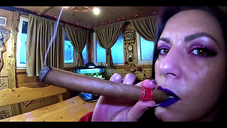 Cigar Blowjob & Ripped Pantyhose Pussy Massage & Cum on My Downjacket