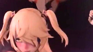 Genshin Impact's Fischl Fucked by Walking Mitachurl on a Harness Restraint Toy - Bondage Carry Fuck