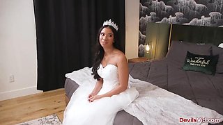 Ebony bride welcomed by stepdad in laws white big cock