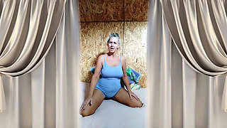 Hot Housewife Lukerya Is Busy Having Fun on a Large Bed.