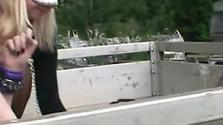 Fucked outdoors and tied to a pole