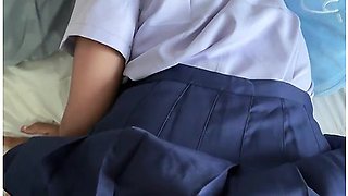 An 18-year-old Thai Student In School Uniform Gets Fucked By A Big White Cock