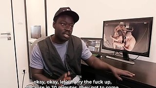 Interracial blowjob fuck jerk and facial at gloryhole