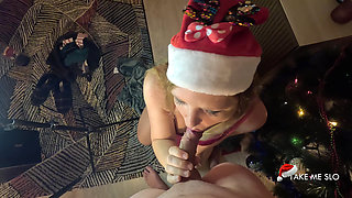 Merry Christmas with Mrs Ana Slo a Slow Blowjob with Oral Creampie
