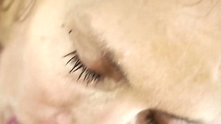 MILF gives blowjob gets massive cum and piss chaser