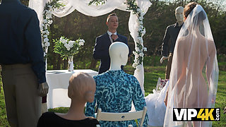 VIP4K. A Young Bride with a Beautiful Body Rides her Husband on their Wedding day