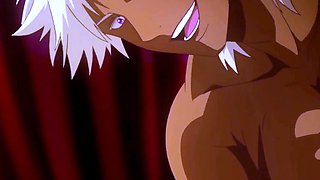 Titan dominates bride in bed after erotic anime feast
