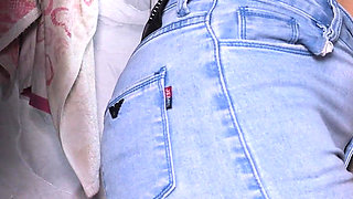 Jerking off and Cumming on My Maid's Denim Ass (free Use)
