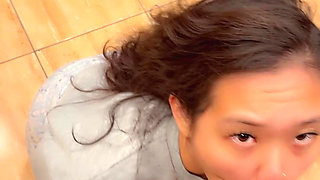 Hot Asian Eats Big Cock for Post Workout Snack Blowjob Cumshot in Mouth