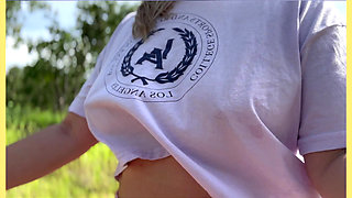 Just a Happy Day Hanging Out Flashing My Tits in Outdoor Flashing Dare