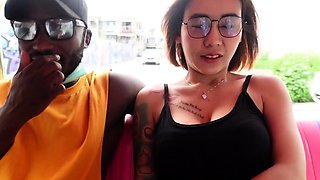 Busty Thai MILF picked up for a dirty interracial threesome