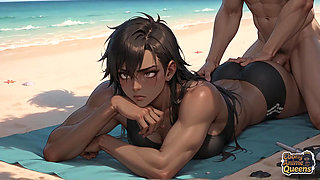 Beach Orgy! a Scorching Dark-hued Queen Has Orgasmic Busts on Golden Sands in the Best XXX Scene!