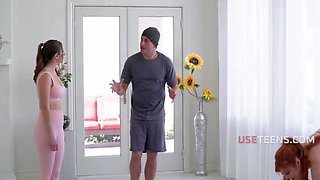 Free Use Yoga Threesome with Redhead MILF and Teen - Flexible Doggystyle & Big Tits