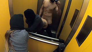 Fucking and Pegging in a Elevator - Excitement Not Getting Caught