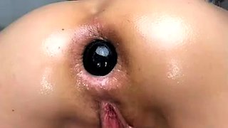 Gaping anal fist fetish lesbo big toy foreplay in bedroom