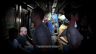 3D Horny Slut Babe Wearing Hot Bodystockings Got Fucked on the Bus