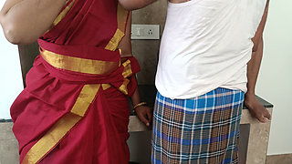 Threesom hot fucking in kitchen