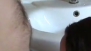 Sylvia Chrystall's Blowjob and Doggystyle Fucking in Her Bathroom.