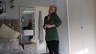 Nasty blonde girl solo pussy toying and masturbation fun