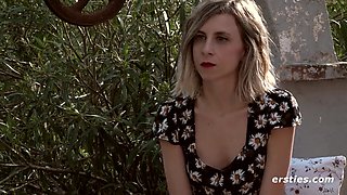 Ersties - Petite Cintia Strokes Her Clit Outdoors