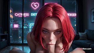 Cyberpunk Redhead Babe Dildo Play & Penetration