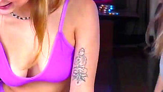 Two Lesbians Play with Cream on Feet and Tits