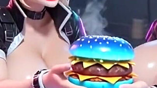 Two Cute Women Working at Cyberpunk Corner, Ai Animation