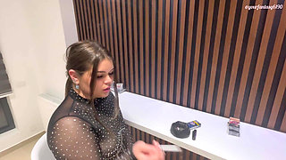 Shy girl smokes in front of you