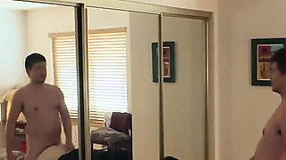 190cm 100kg Chinese Stud Gets Blowjob on the Balcony and Fucks Chinese Slut in the Bedroom