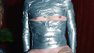 Hardcore Corporal Punishment with Upper Leg Caning and CBT While in Tape Bondage