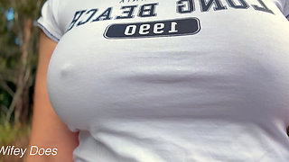 Perfect Braless Tits in Public